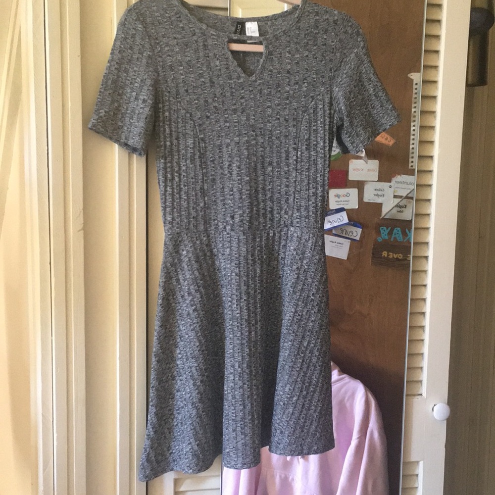 Gray knitted skater dress